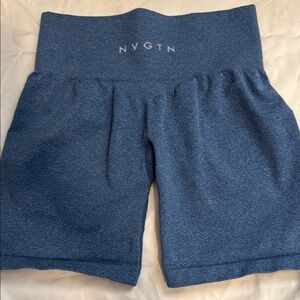 NVGTN Blue Bike Shorts with Wide Waistband